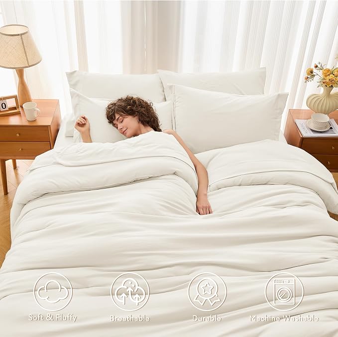 MUXHOMO 7 Pieces Queen Comforter Set, Soft Bed in a Bag Queen Size, All Season - Image 2