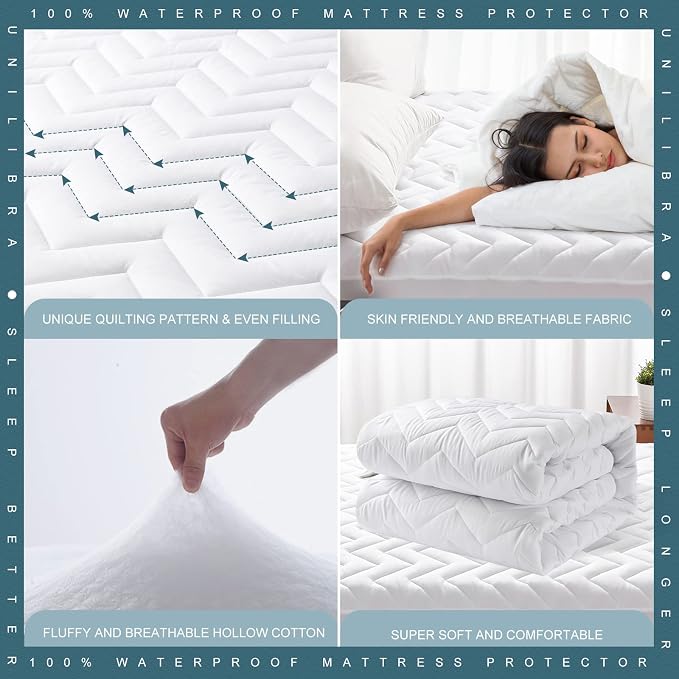 Full Size Waterproof Mattress Protector Quilted, Breathable Ultra-Soft Filling - Image 4