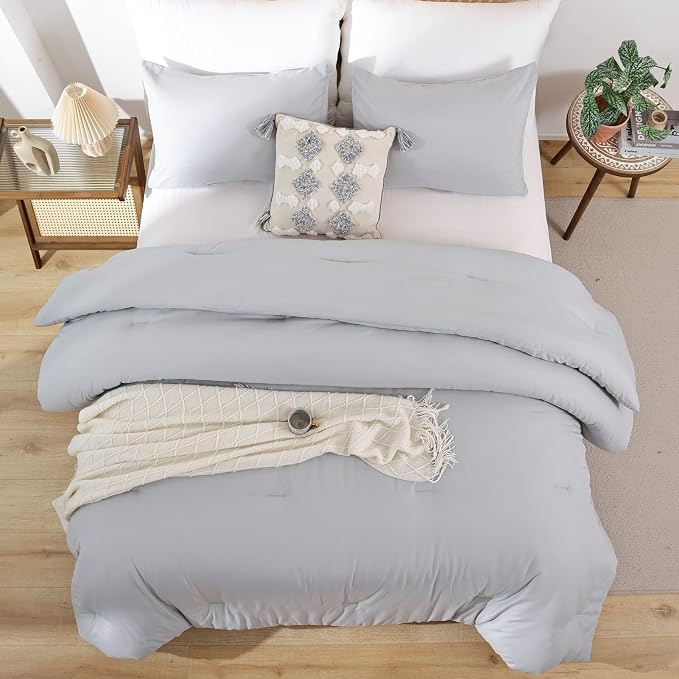 ROSGONIA Light Grey Twin/Twin XL Comforter Set - Image 4