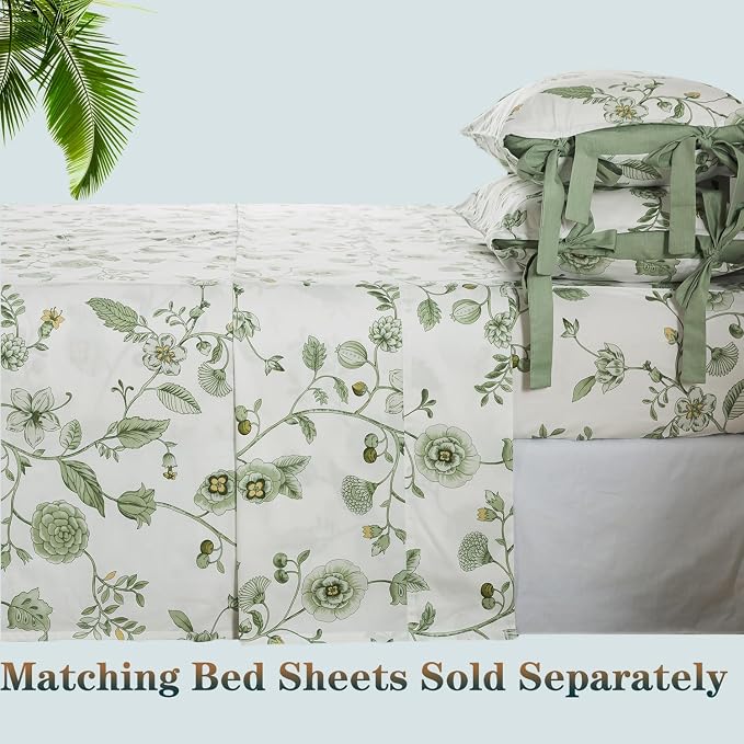 FADFAY Green Duvet Cover Set Full Floral Bedding 100% Cotton Shabby Vintage - Image 6