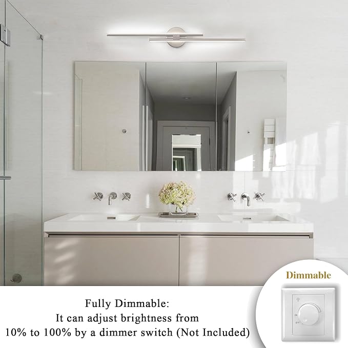 EDISLIVE Dimmable Modern LED Vanity Light Fixtures Bathroom Vanity Wall Lighting - Image 2