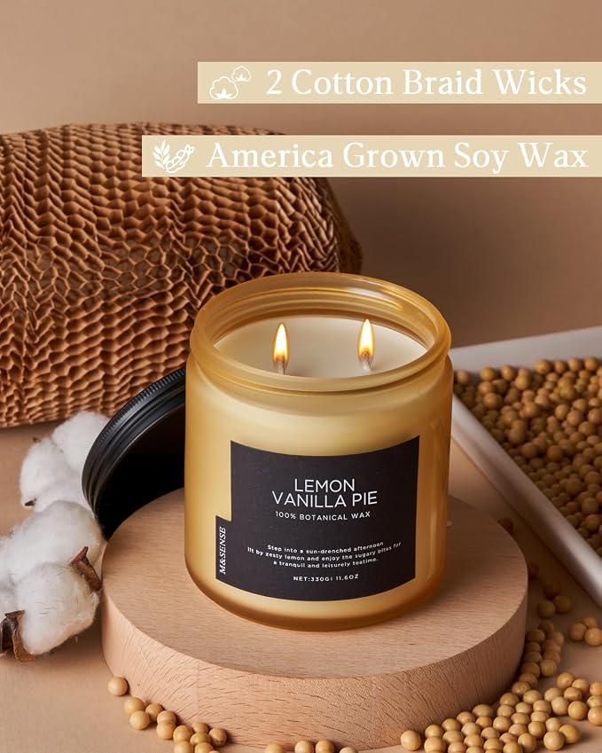 M&SENSE Lemon Vanilla Scented Candles, 11.6oz Natural Soy Wax, 70 Hours Long - Image 3