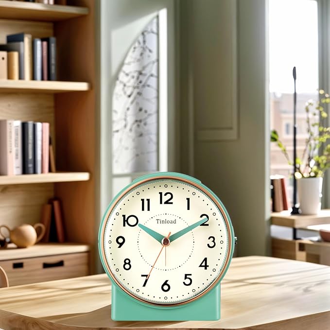 Tinload 4.3" Retro Analog Alarm Clock, Vintage Decor, No Ticking Silent - Image 2