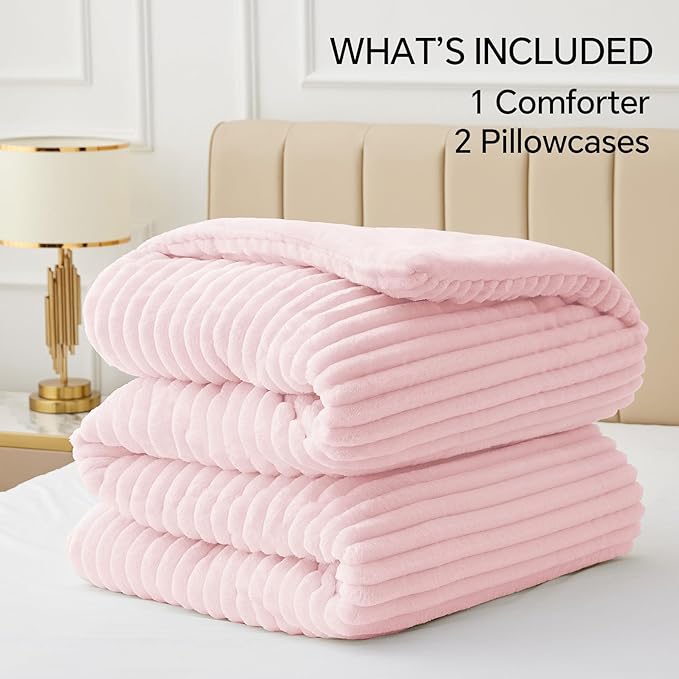 BEDELITE Fleece Queen Comforter Set -Super Soft & Warm Fluffy Cherry Blossom - Image 6