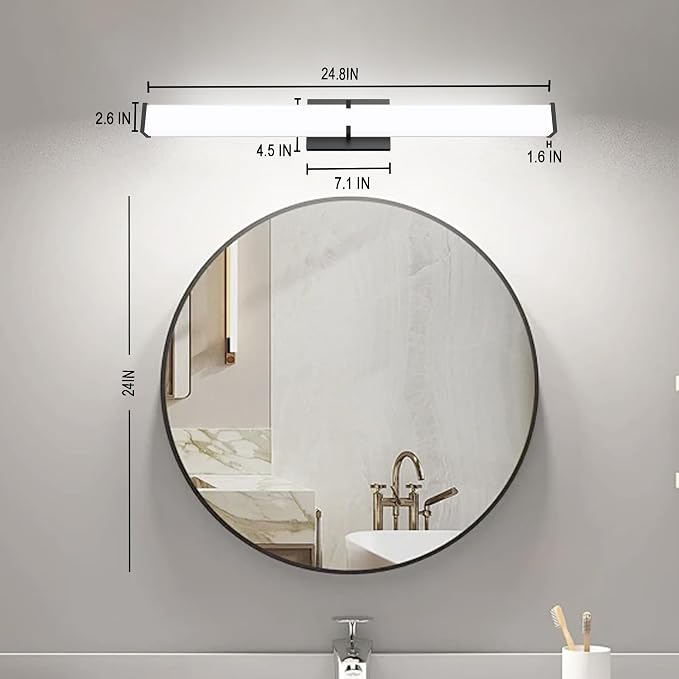 Bathroom Lighting Fixtures Over Mirror: ETL Certified 24 Inch Black Modern LED - Image 7