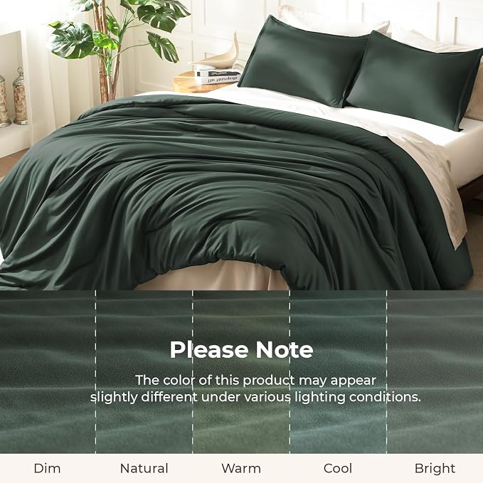 Litanika Forest Green Comforter Full Size, 3 Pieces Lightweight Solid Bedding - Image 8