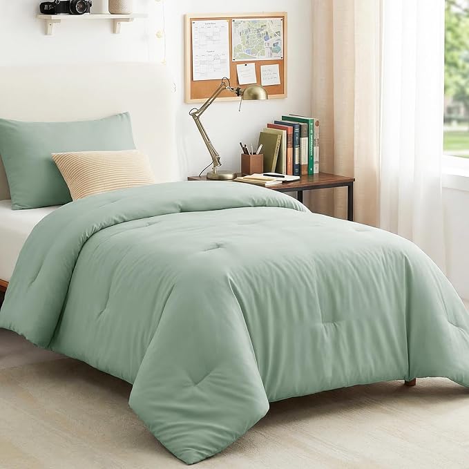 CozyLux Twin Comforter Set Sage Green, 2 Pieces Twin Extra Long Solid by CozyLux
