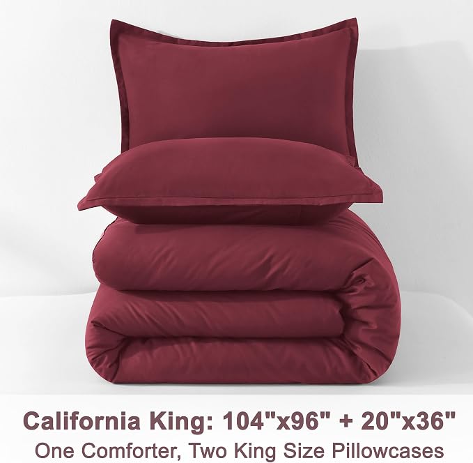 Litanika Burgundy Red Comforter Set California King Size, 3 Pieces Cal King - Image 9