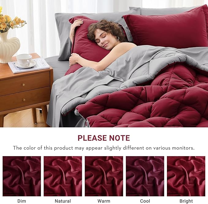 MUXHOMO 7 Pieces King Comforter Set, Reversible Bed in a Bag King Size - Image 4
