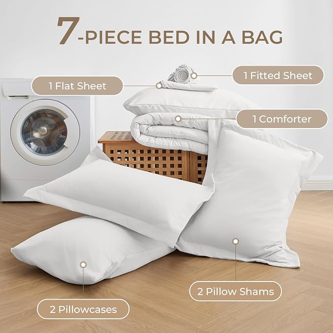 Sasttie Oversized Queen Comforter Set, 7 Pieces Reversible Bed in a Bag - Image 6