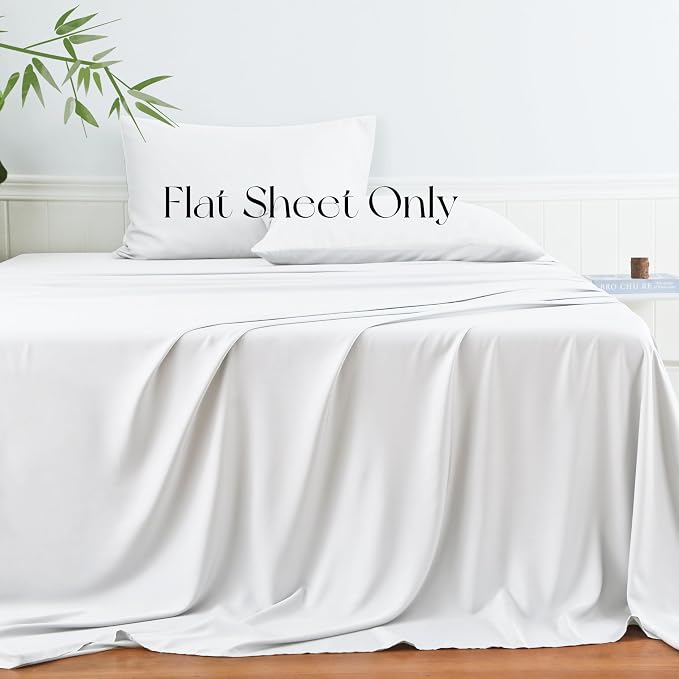 Bamboo Viscose Flat Sheets Only, 400 Thread Count Sateen Weave Cal King Size - Image 2