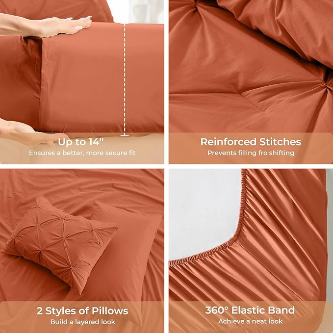 Sasttie Full Size Comforter Set, 7-Piece Bed in a Bag, Pintuck Bedding Set - Image 5