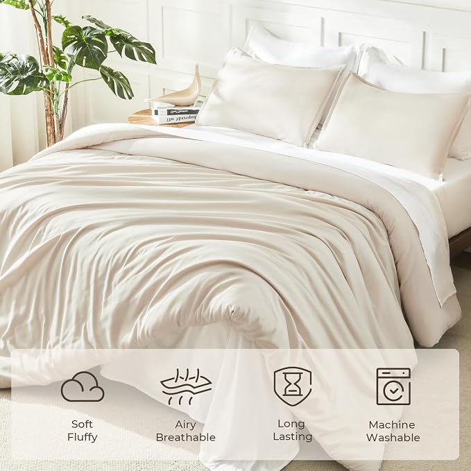 Litanika Beige Comforter Set California King Size, 3 Pieces Cal King - Image 3