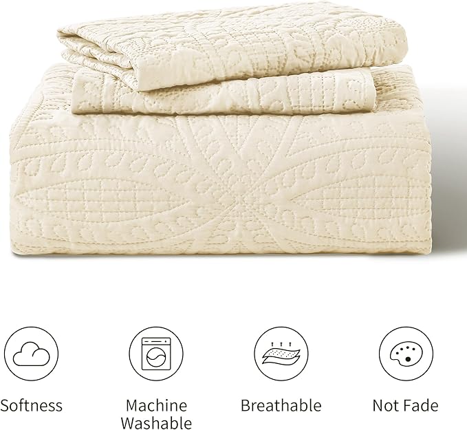 Love's cabin Quilts for Queen Bed Beige Bedspreads Bedding Set - Image 7