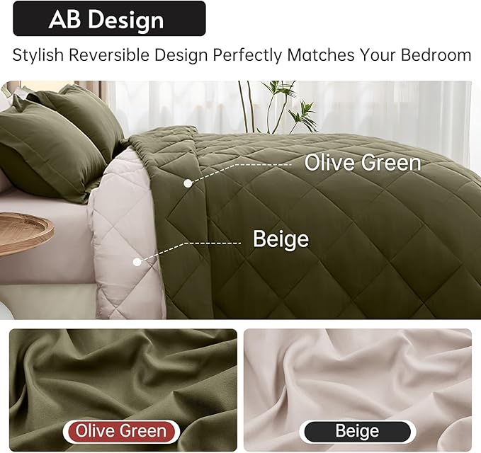 MUXHOMO 7 Pieces Queen Comforter Set, Reversible Bed in a Bag Queen Size - Image 3