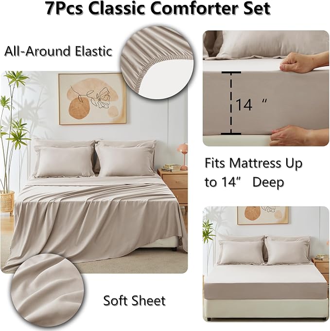 CozyLux Queen Comforter Set Linen - Image 5