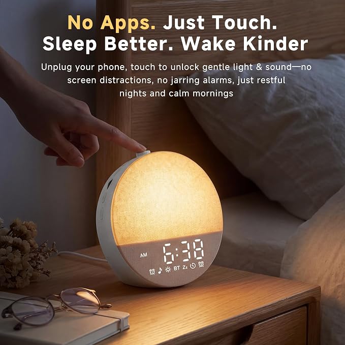 Geuuap Sunrise Alarm Clock White Noise Machine | Natural Wake-Up Light - Image 8