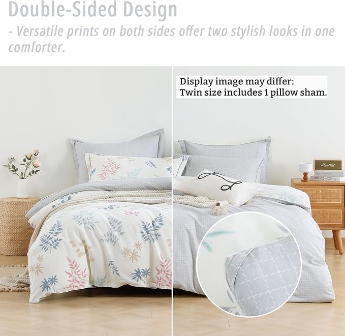LEMIROE White Cotton Comforter Twin Size 2Pcs - Image 4