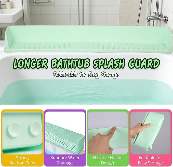 Bathtub Splash Guard for tub Kids& Bath Shelf for Kids – Toddler Bath Tray - Image 3