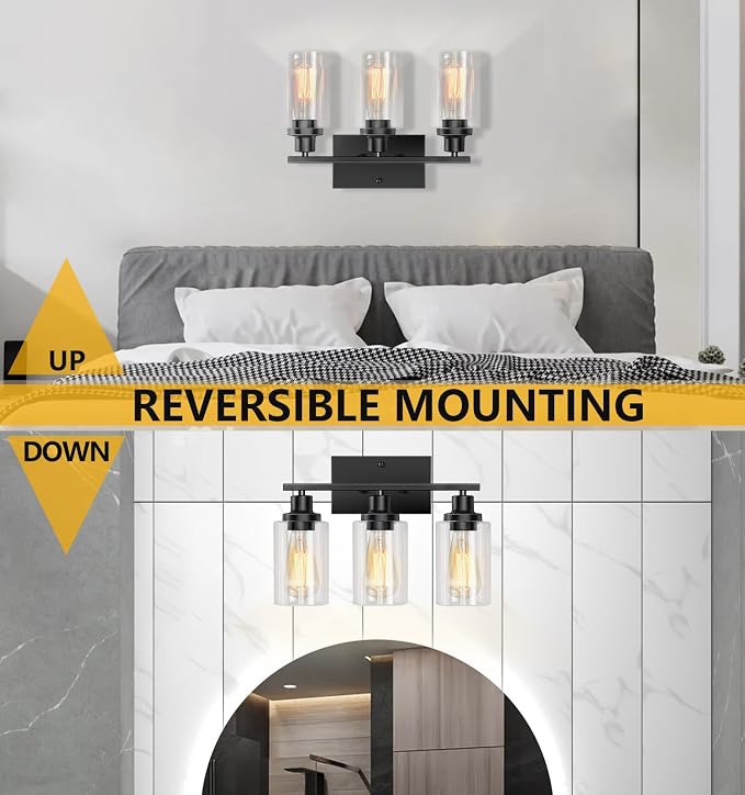 Bathroom Light Fixtures, 3-Light Vanity Lights, Modern Wall Lamp - Image 4
