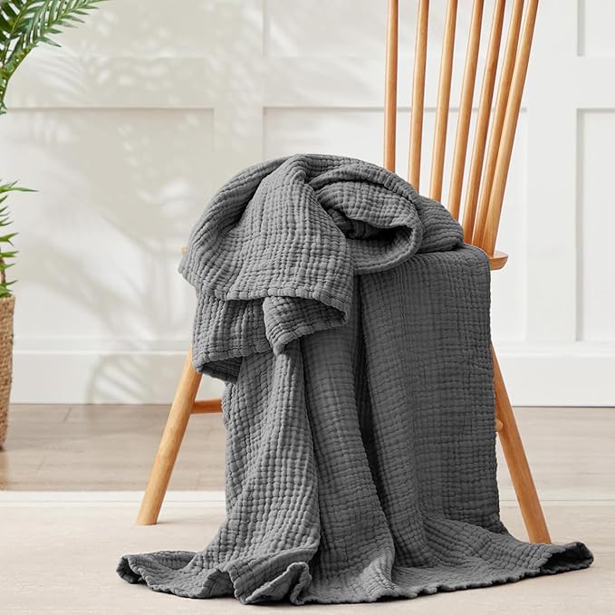 100% Cotton Muslin Blanket Large 50" x 70", Breathable and Lightweight Cotton - Image 2