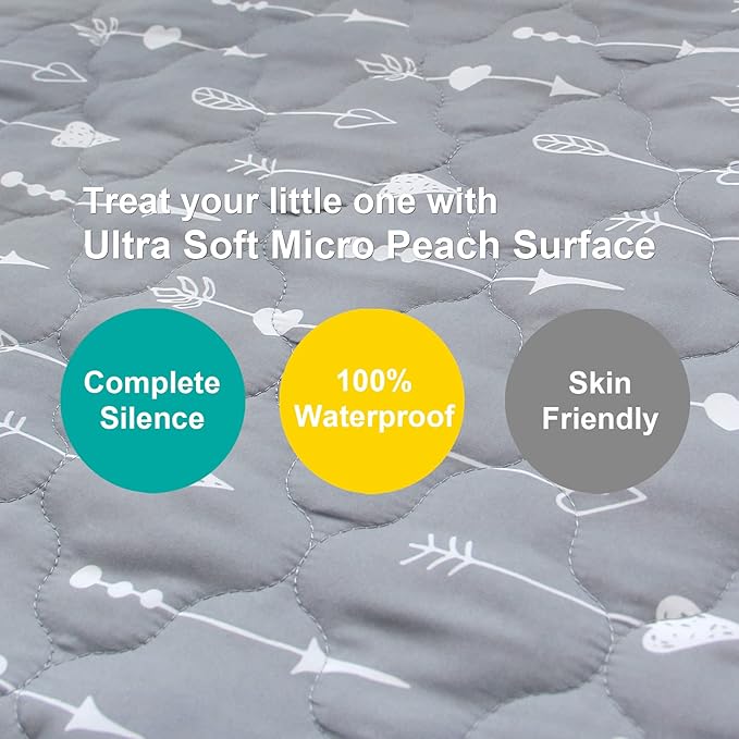 2 Pack Pack and Play Mattress Protector Sheets Fitted Waterproof Playard - Image 3