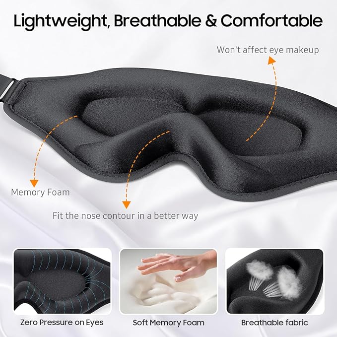 Sleep Mask, Premium Eye Mask for Sleeping, Total Blackout, Super Soft Comfort - Image 3
