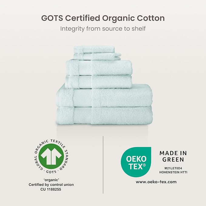 BIOWEAVES 100% Organic Cotton 700 GSM Plush 6-Piece Towel Set GOTS Certified - Image 8