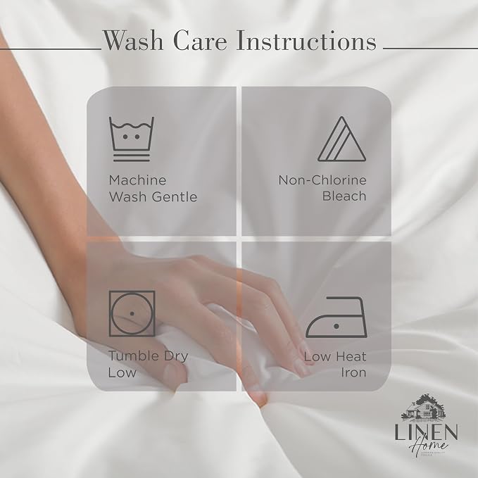 Linen Home 100% Cotton Percale Sheets Full Size, Deep Pocket, 4 Pieces Set - Image 5