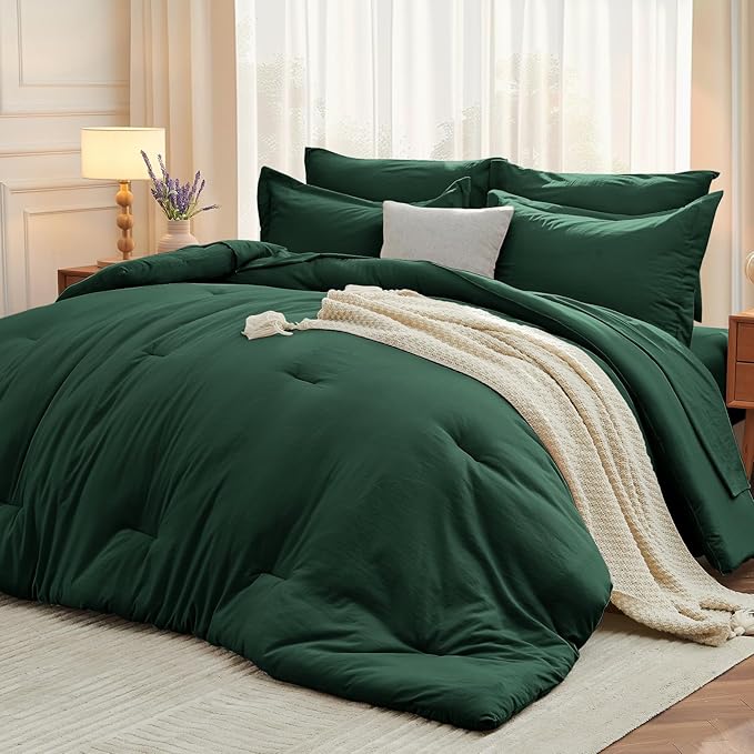 MUXHOMO 7 Pieces Full Comforter Set, Soft Bed in a Bag Full Size, All Season by MUXHOMO