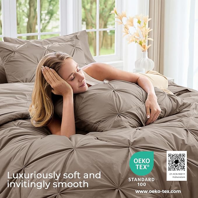 Sasttie Full Size Comforter Set, 7-Piece Bed in a Bag, Pintuck Bedding Set - Image 3