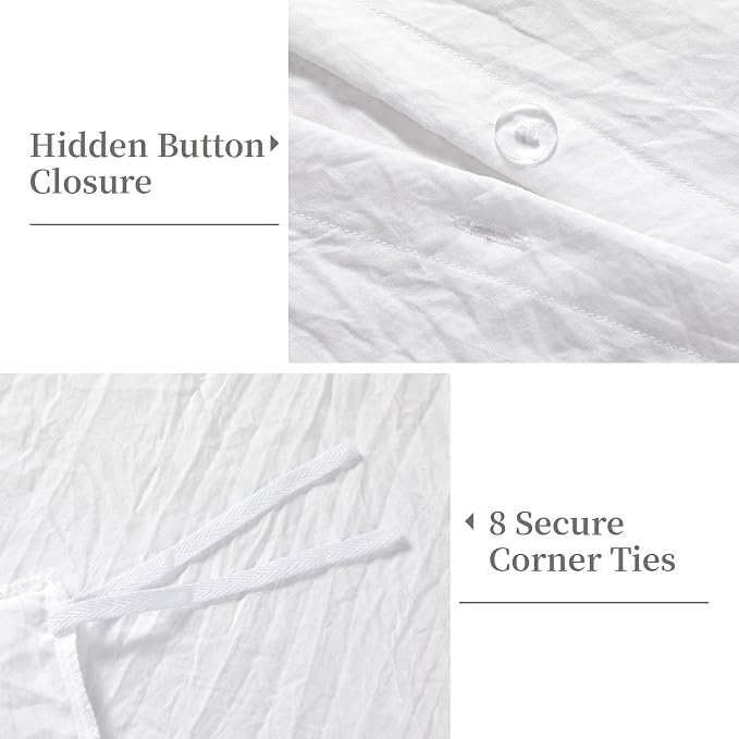 CAROMIO White Ruffle Duvet Cover Queen Size, 90x90 in - Image 4