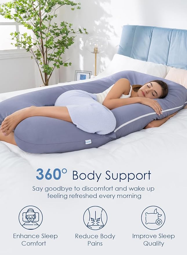 QUEEN ROSE Pregnancy Pillows, 60 Inch Cooling U Shaped Body Pillow - Image 3