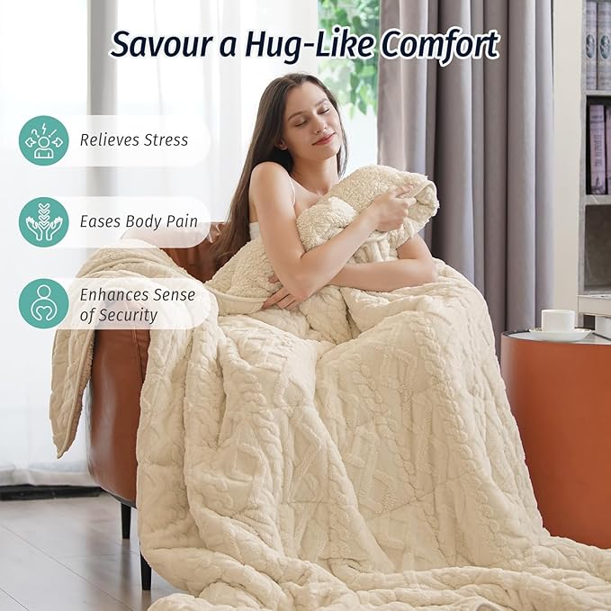 Wemore Weighted Blanket for Adults Twin Size 20 lbs, Dual Sided Soft Fuzzy - Image 4