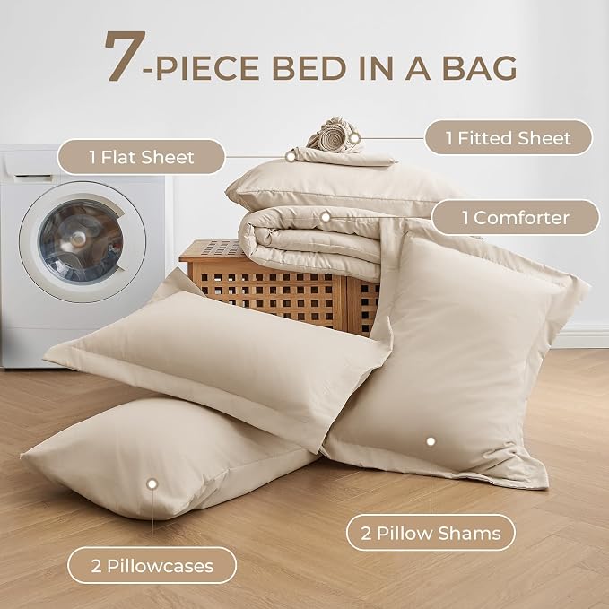 Sasttie Queen Comforter Set, Complete Bedding Set Includes Comforter, Flat Sheet - Image 6