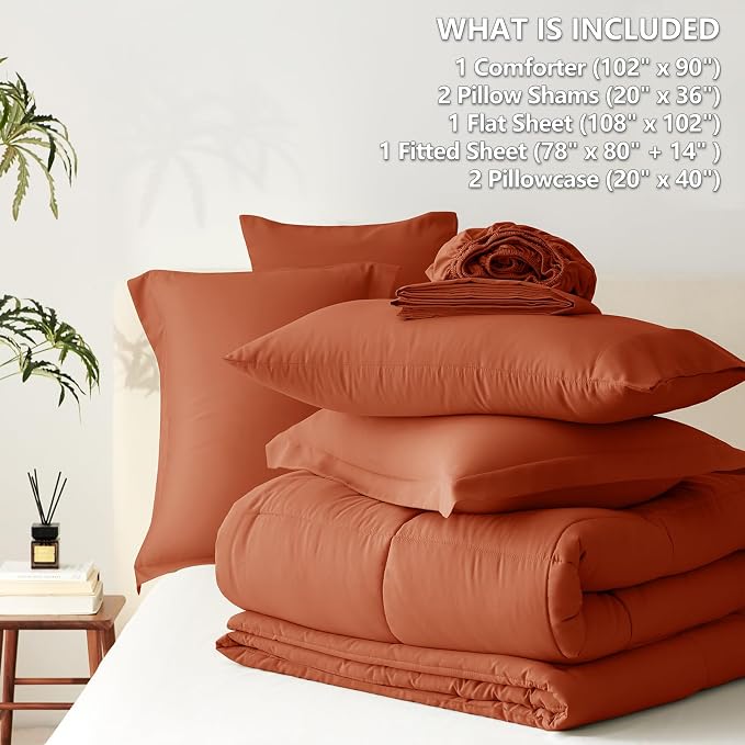 CozyLux King Size Comforter Set Terracotta - Image 5