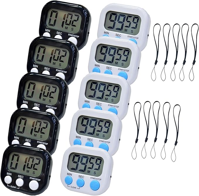 2 Pack Small Digital Kitchen Timer Magnetic Back and On/Off, Classroom Timers by Soseelnee