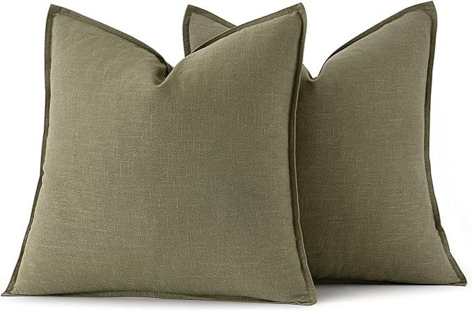 MIULEE Decorative Linen Pillow Covers 16x16 Inch Light Olive Green ​Boho - Image 6