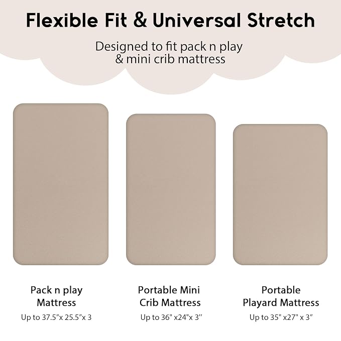Yoofoss Pack and Play Sheets Fitted, Mini Crib Sheets 2-Pack - Image 3