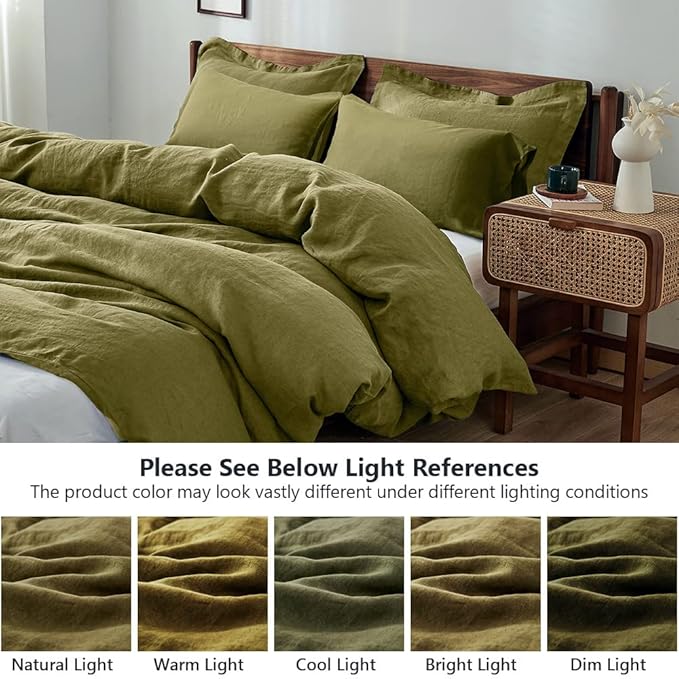 Simple&Opulence 100% Washed Linen Duvet Cover Set 5pcs Basic Style Natural - Image 6