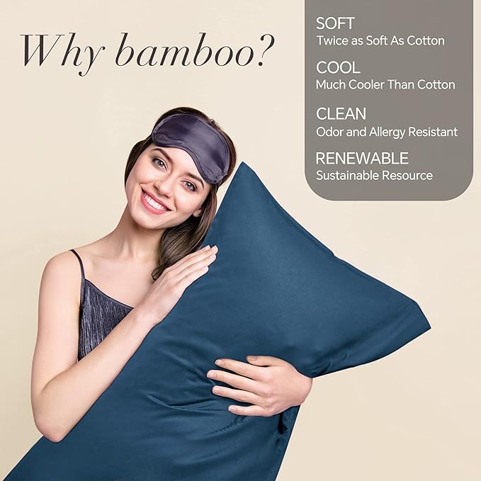 BEDELITE Standard Pillow Cases Set of 2, Rayon Derived from Bamboo, Cooling - Image 2