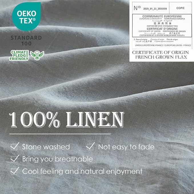 Simple&Opulence 100% Linen Duvet Cover Set 2pcs Basic Style Natural French - Image 2