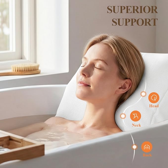 Luxury Bathtub Pillow, Gift for Mother's Day, Neck & Back Support, Quick-Drying - Image 2