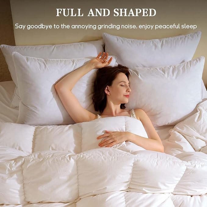BHZ Goose Down Feather Pillows Queen Size Set of 2, Hotel Collection Bed Pillows - Image 6
