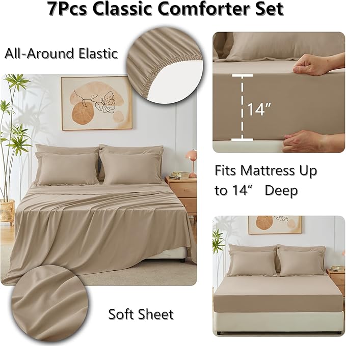CozyLux Full Size Comforter Sets Taupe - Image 5