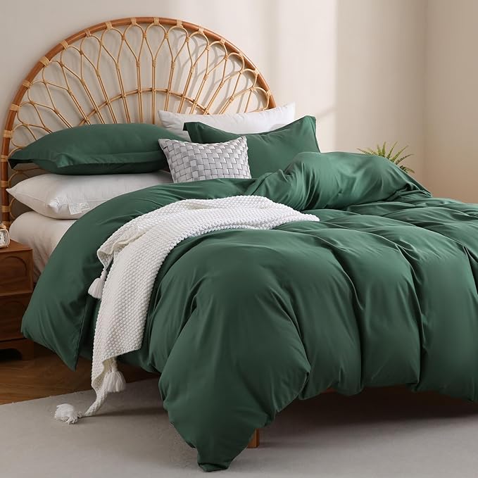 JSD Hunter Green Duvet Cover Set Full Size, 3 Piece Duvet Cover - Image 6