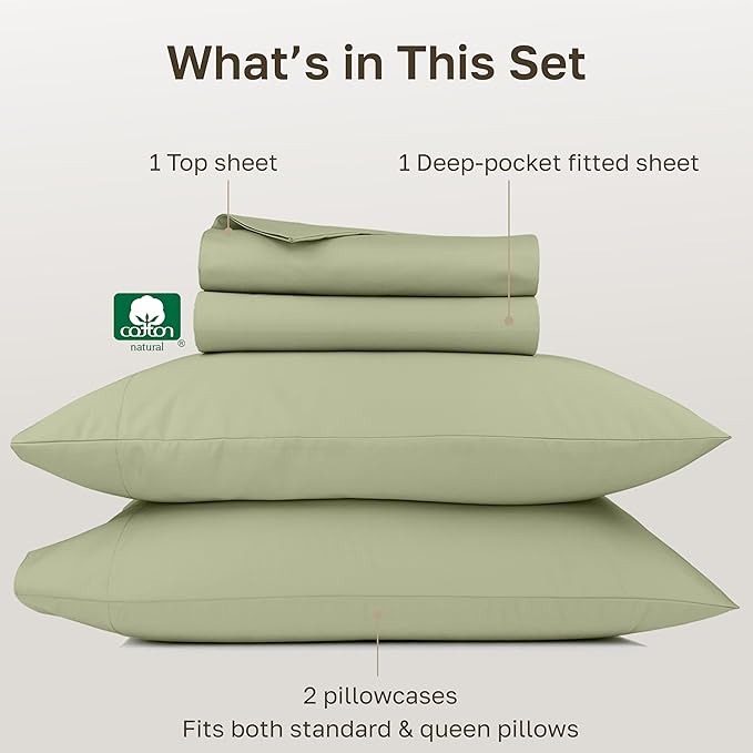 California Design Den Thick and Natural 100% Cotton Bedsheets Queen Size Bed Set - Image 4