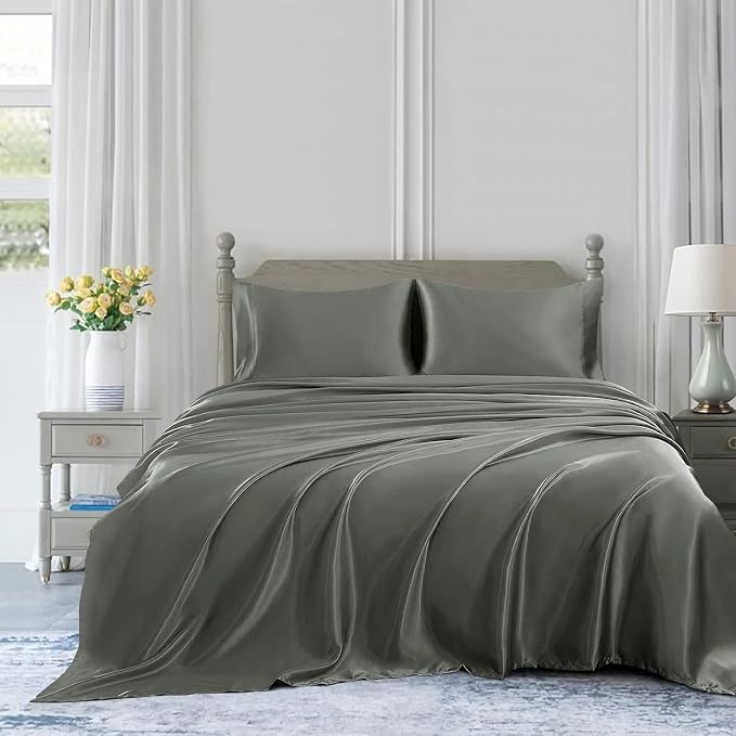 Homiest Dark Grey Satin Flat Sheet - Image 5
