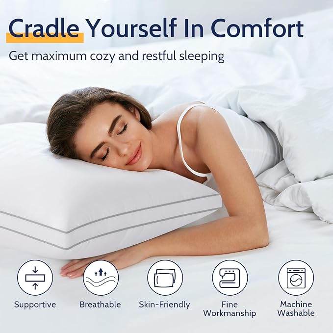 ROUMEA Pillows Standard Size Set of 4, Gusseted Bed Pillows 4 Pack, Luxury - Image 2