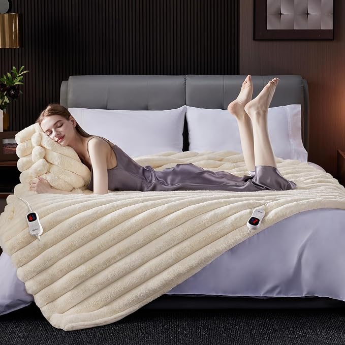 Heated Blanket King Size, Faux Fur Cozy Heating Blanket - Image 5